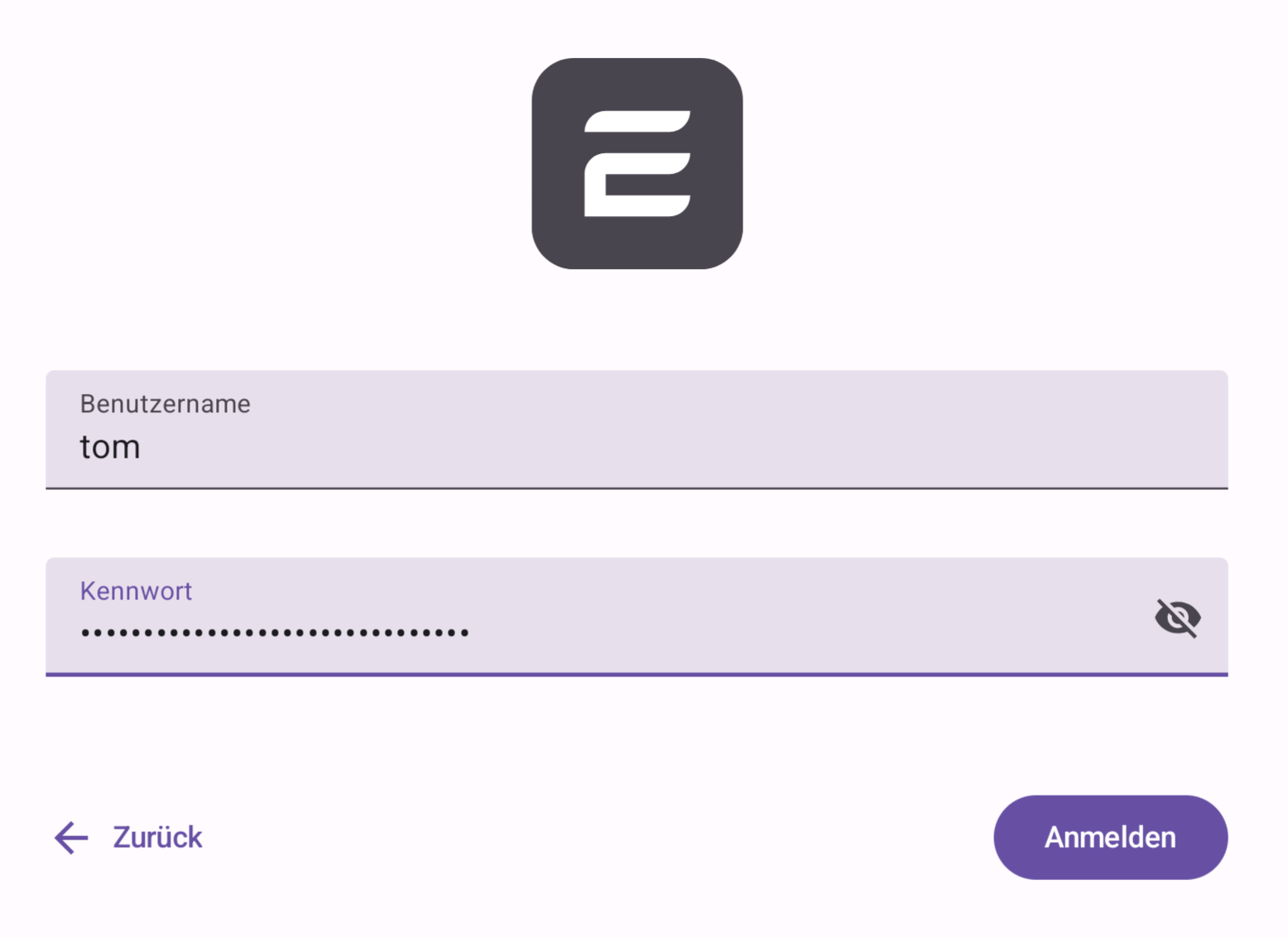 Kennung eingeben