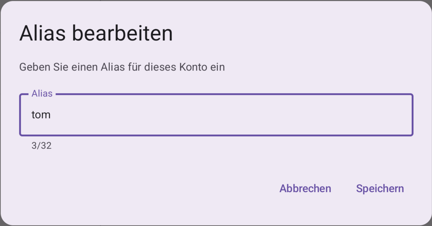 Alias ändern Alias bearbeiten